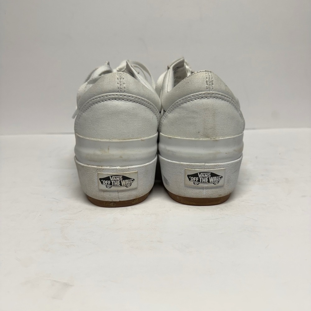 Vans Old Skool Stacked White Canvas Platform Sneakers Mens 9 Womens 10.5 - Picture 5 of 8
